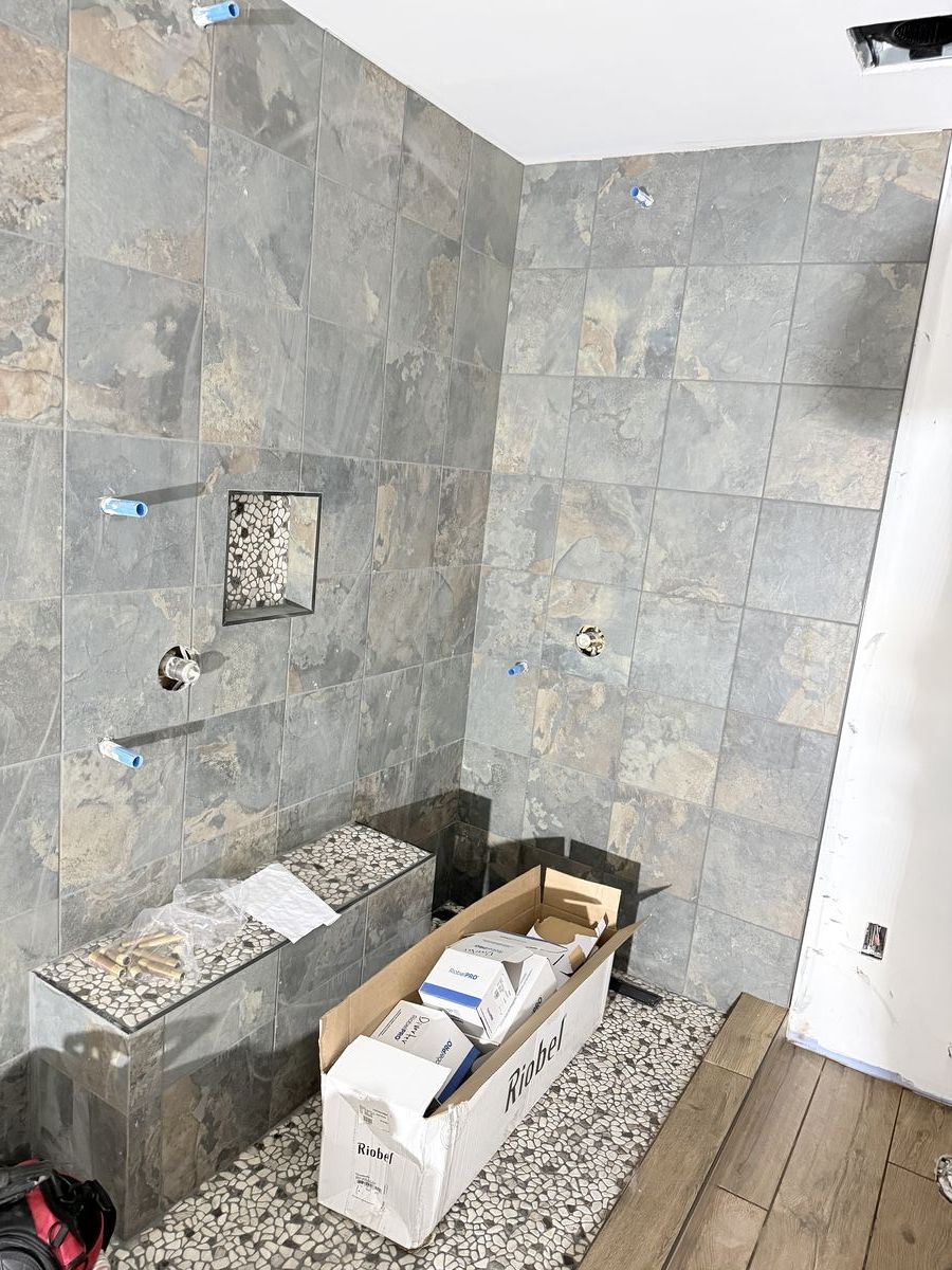 Custom tiled shower rough-in