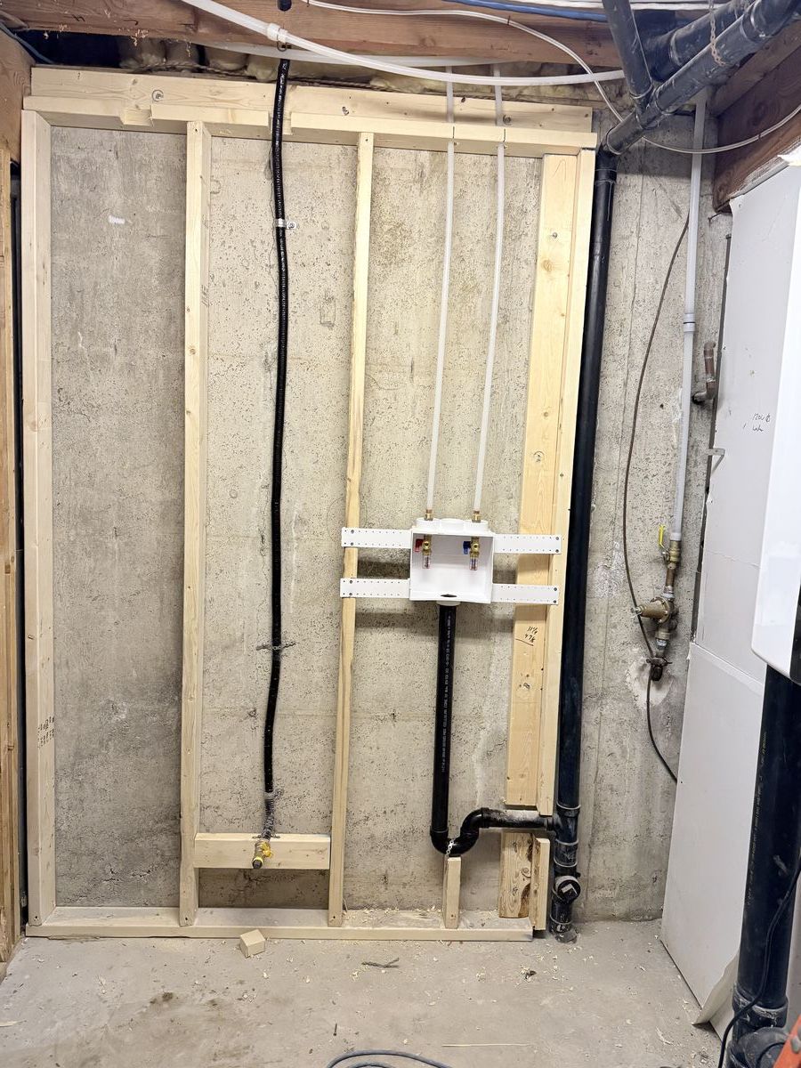 Wall framing with plumbing rough-in