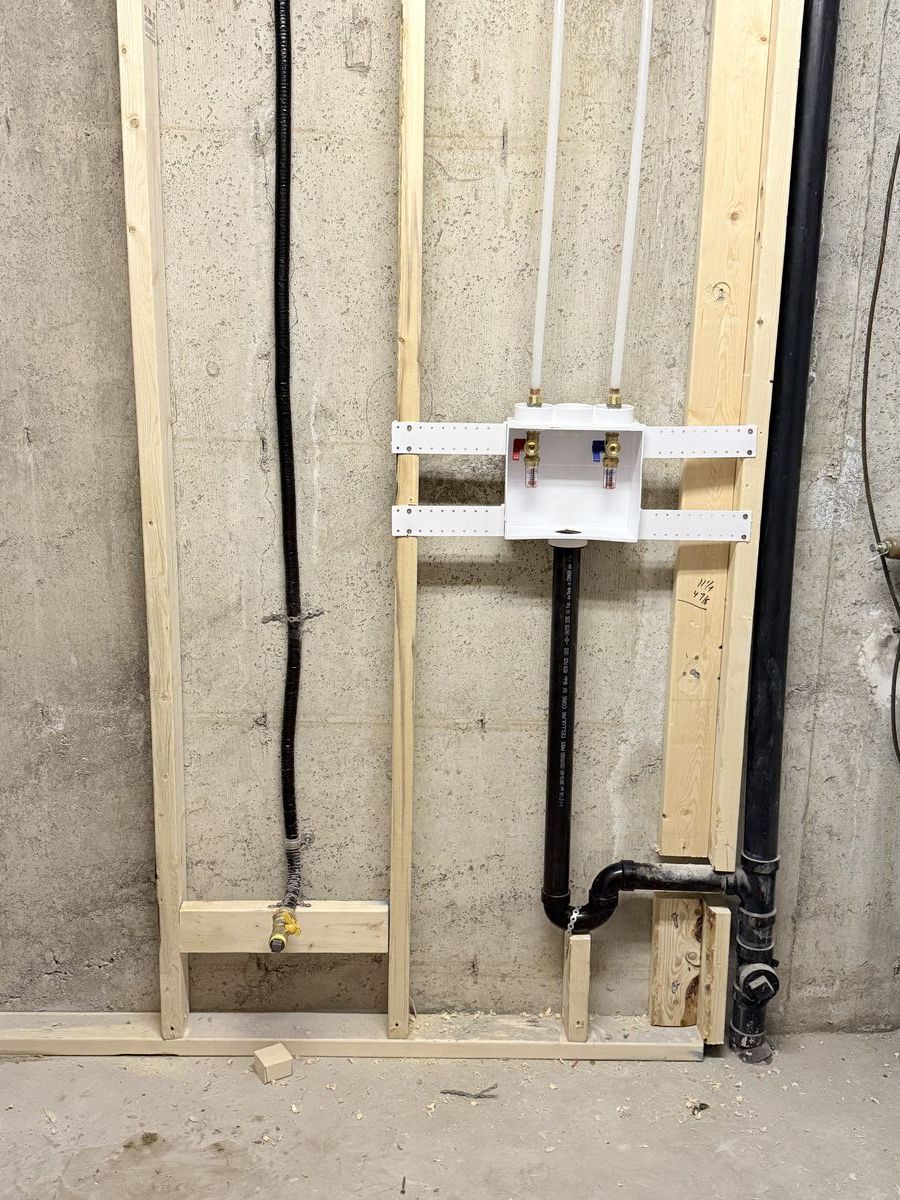 Laundry rough-in wall framing
